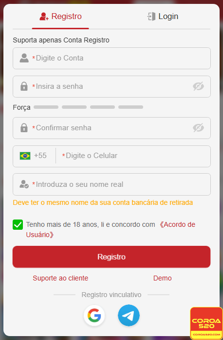 Experiência de Jogos coroa520.com